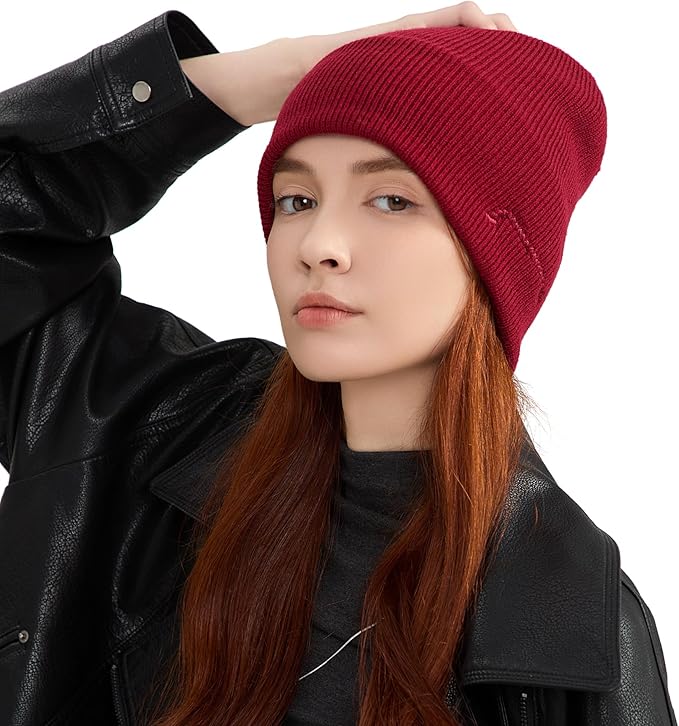 Bluetooth Beanie, Bluetooth 5.2 Wool Hat HD Stereo,30 Hours Play time,Built-in Microphone, Men's/Women's Christmas Electronic Gift (Red) …