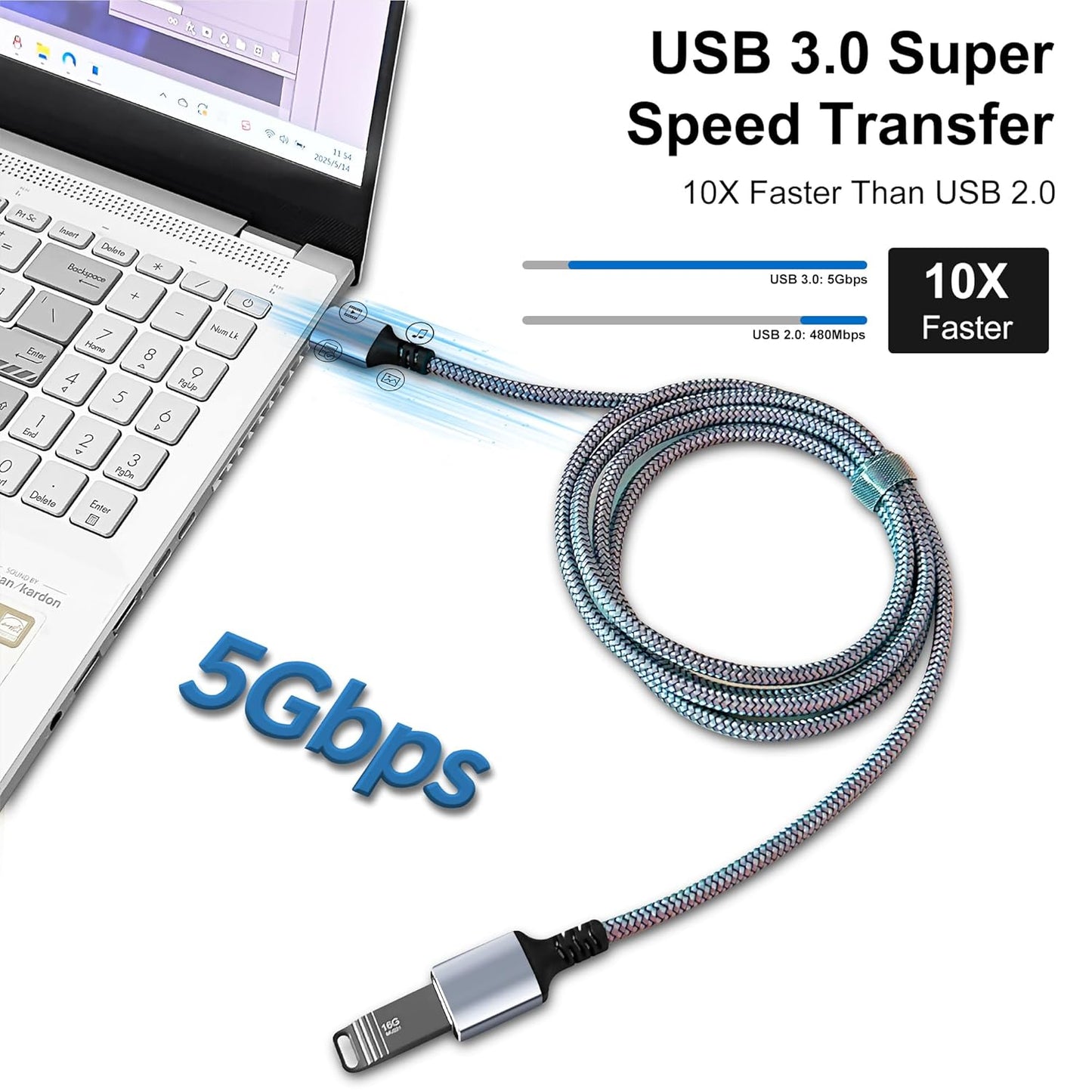 Tan QY USB 3.0 Extension Cable 1Ft, USB 3.0 High Speed Extender Cord Type A Male to A Female for PlayStation, Xbox, USB Flash Drive, Hard Drive, Card Reader,Scanner,Printer,Keyboard (Silver, 1Ft)