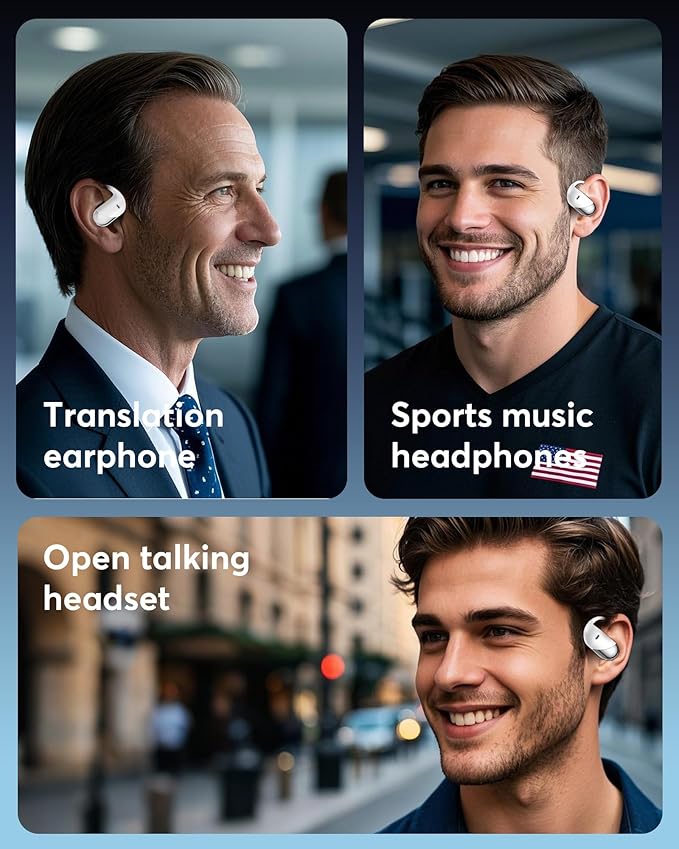 AI Translation Earbuds Real Time - Audifonos Traductores Inglés Español, 3-in-1 Translator Device, Supports 144 Languages & Accents, Open Ear Earbuds with Charging Case,Coconut White