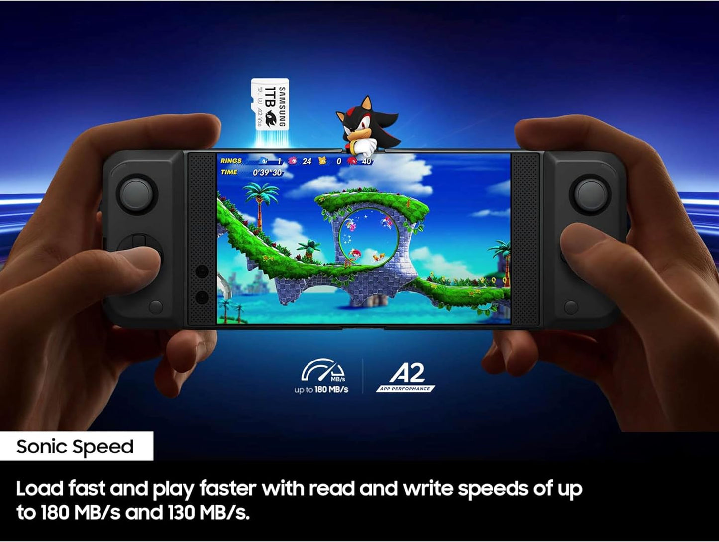 Samsung PRO Plus Sonic The Hedgehog + Adapter, 128GB microSDXC, Up-to 180MB/s, Full HD & 4K UHD, UHS-I, C10, U3, V30, A2, for Nintendo-Switch, Steam Deck, GoPRO, DJI Drone, Tablets (MB-MD128SA/LC1)