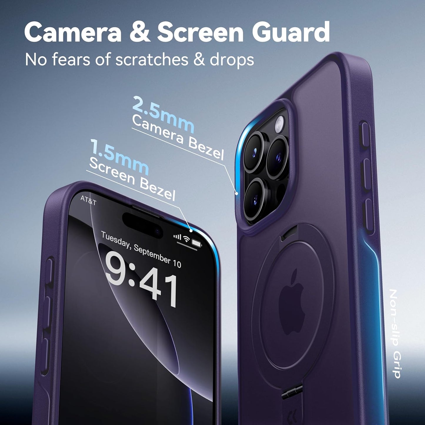 CASEKOO Designed for iPhone 16 Pro Max Case with Magnetic Invisible Stand [Military Drop Protection] [Compatible with MagSafe] Shockproof Slim Translucent Matte Promax Case 6.9 Inch, Purple