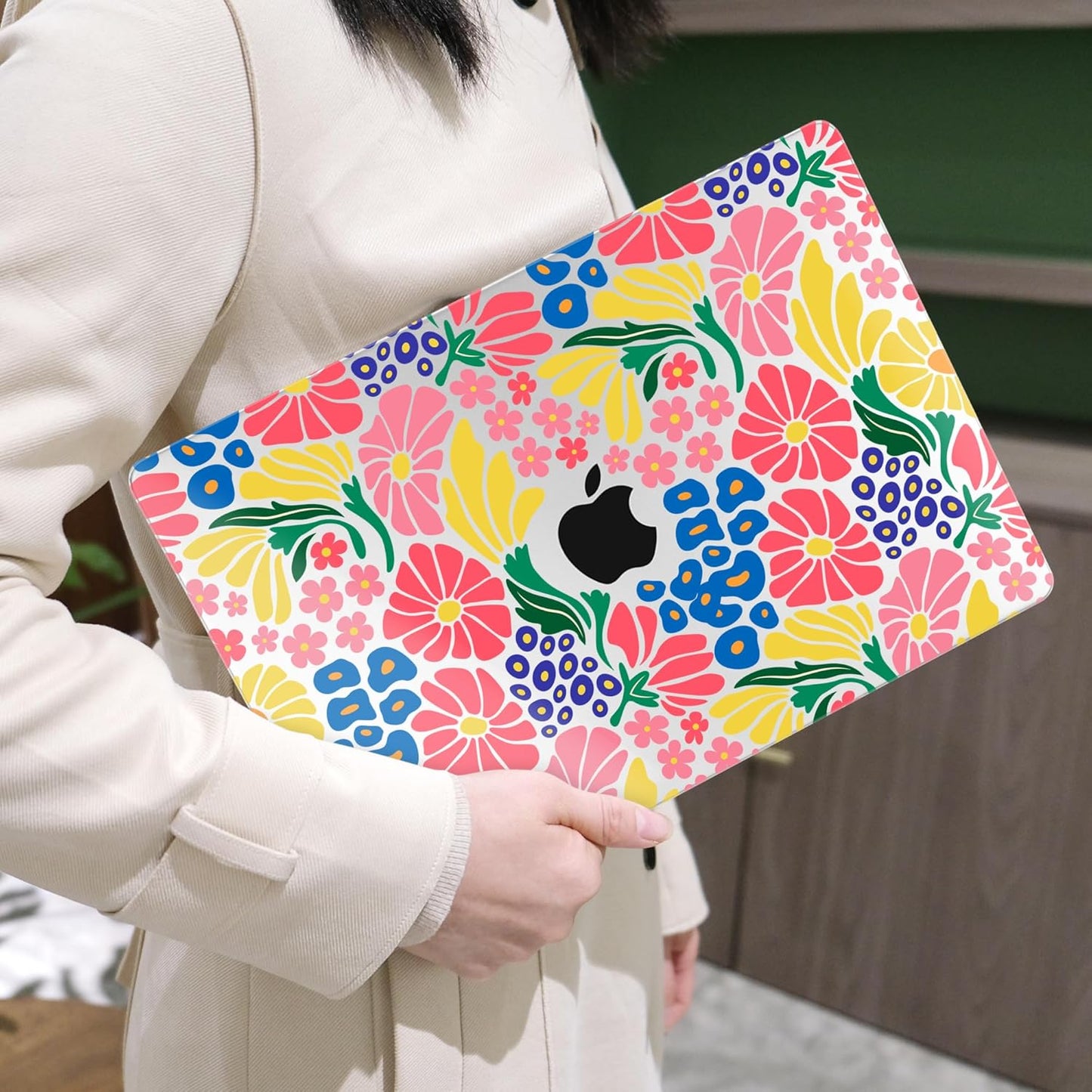 MEEgoodo for MacBook Air 13 inch Case 2021 2020 2019 2018 Released A2337 M1 A2179 A1932 with Touch ID, Plastic Hard Shell & Keyboard Cover Compatible with MacBook Air Case 13.3, Groovy Flower