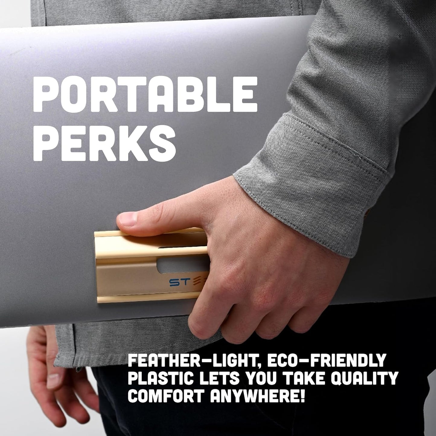 Steepy Portable Laptop Stand for Desk 3 Heights Computer Stand for Laptop Riser – Ergonomic Soporte para Laptop Base – Computer Holder & Elevated Lifter for Travel, Home Office, Projector Riser or DJ