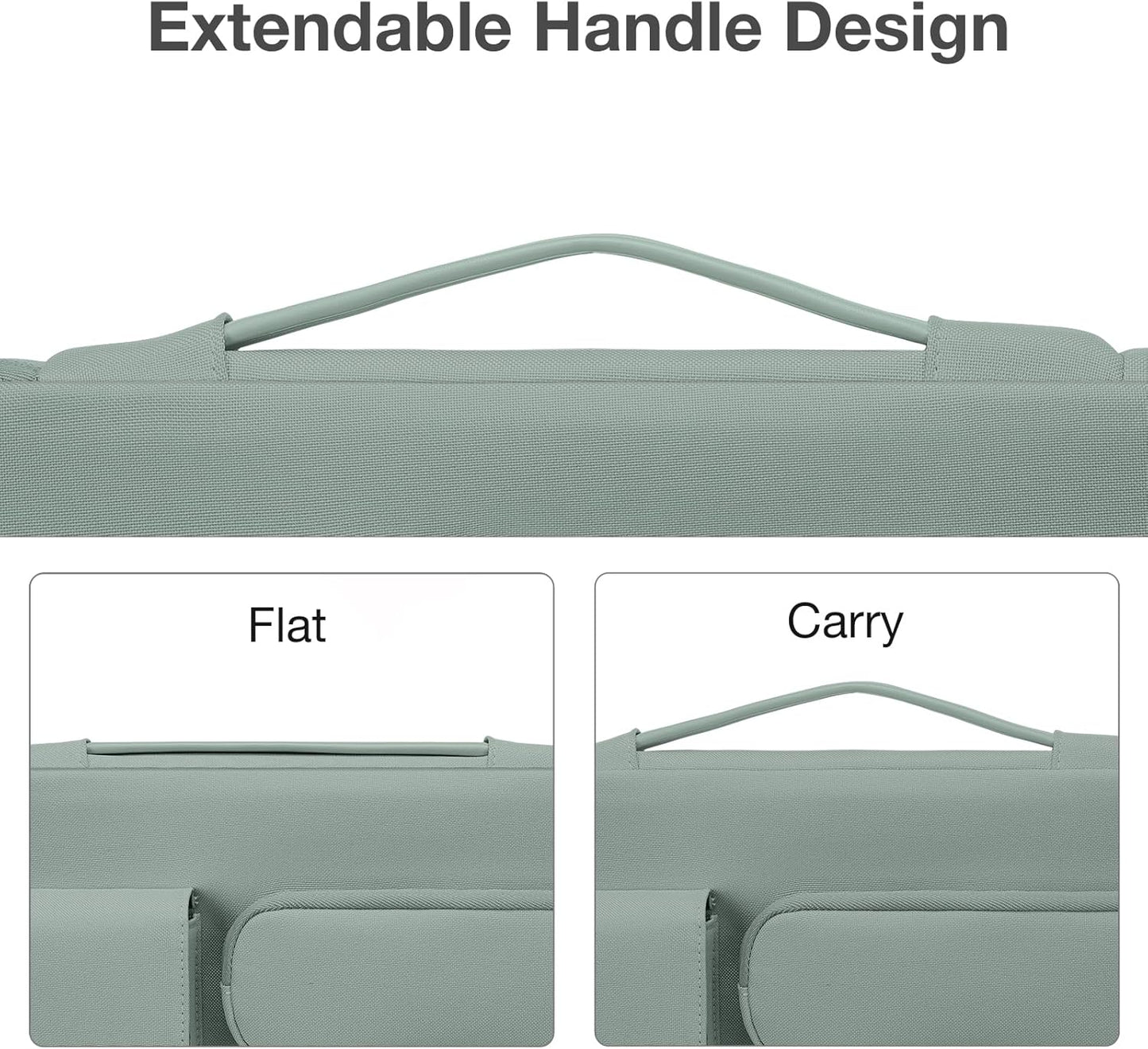 MOSISO 360 Protective Laptop Case 13.3 inch, 13-13.3 inch Laptop Sleeve Compatible with MacBook Air/Pro 13 / Pro 14, HP Dell ASUS Lenovo, Side Open Bag with 2 Raised&1 Flapover Pockets, Antique Green