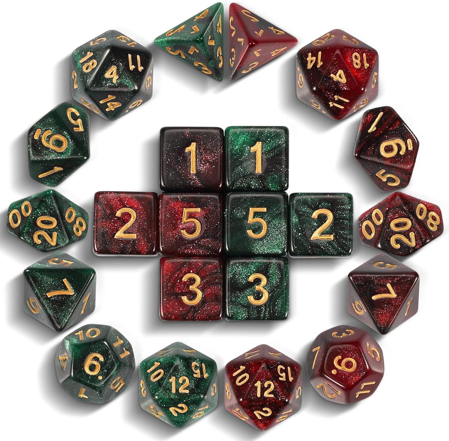 CiaraQ DND Dice Sets - 2 X 11 Polyhedral Dice (22pcs) for Dungeons and Dragons, Role Playing Table Game.