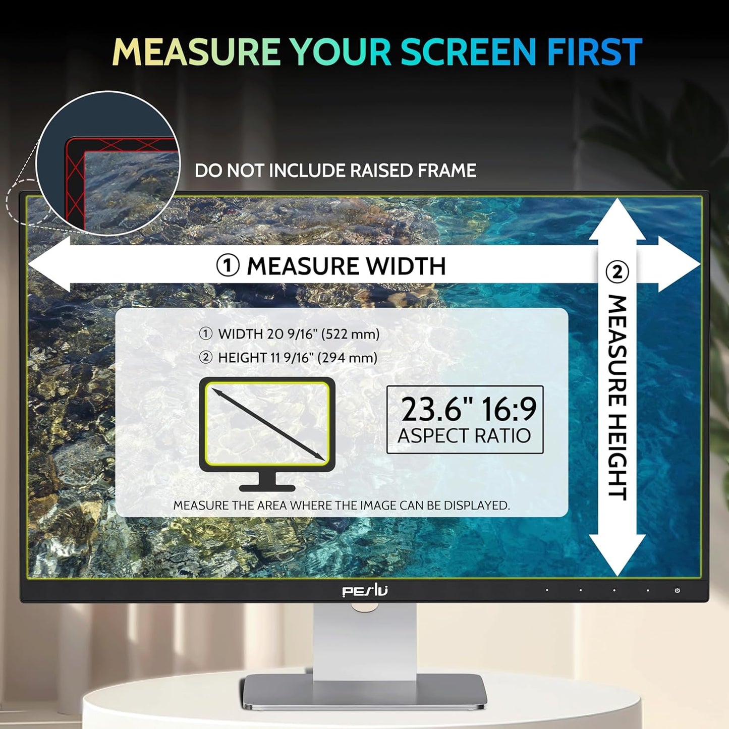 [2-Pack] 23.6 Inch Privacy Screen for Computer Monitor 16:9 Aspect Ratio, Eye Protection Anti Blue Light Glare Shield, 23.6inch Removable Black Blackout Anti Spy Desktop Security Private Filter