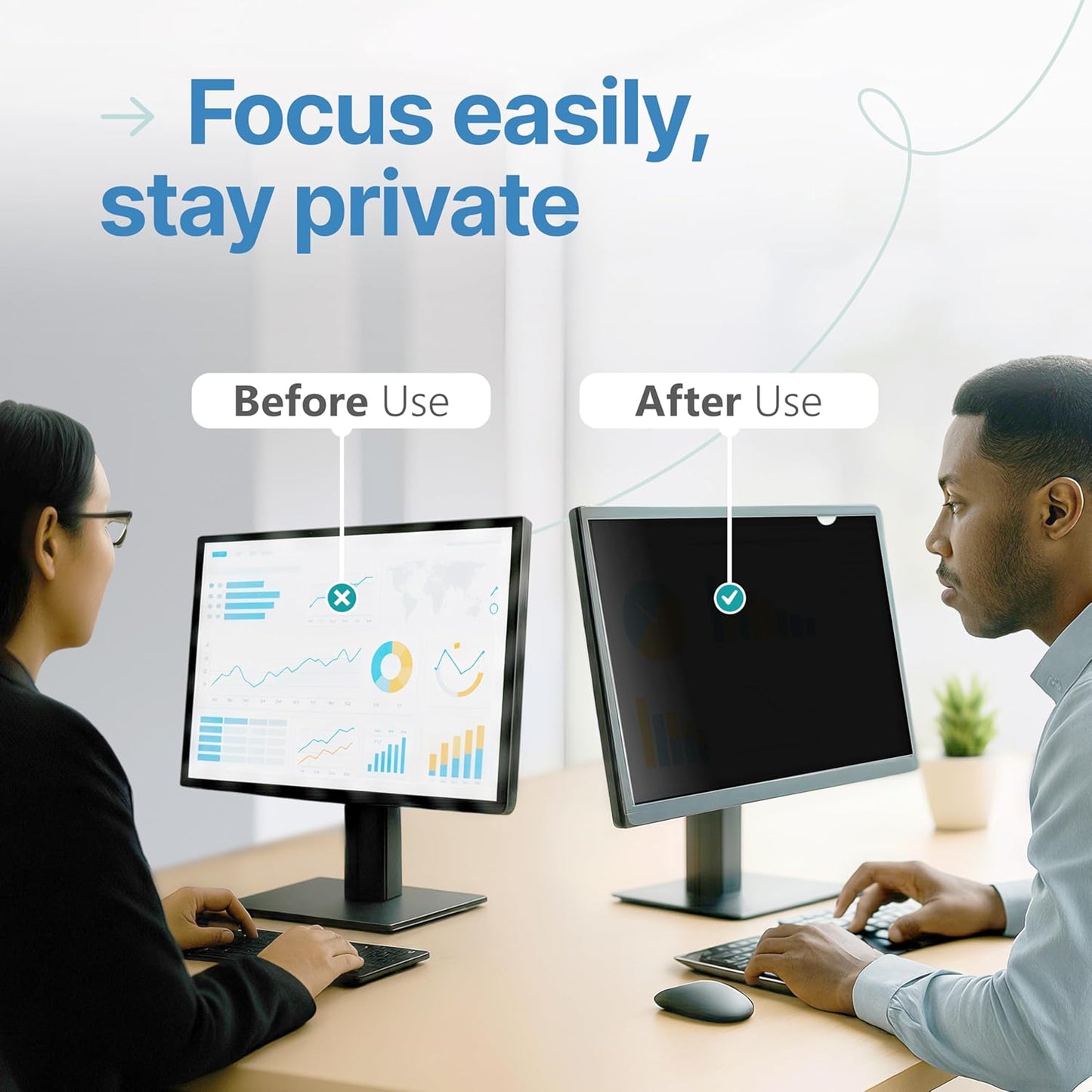 VINTEZ 29 Inch 21:9 Privacy Screen for Computer Monitor and Laptop - Anti Glare Protector Film Blue Light Filter Eye Protection - Computer Screen Privacy Shield, [1 Pack]
