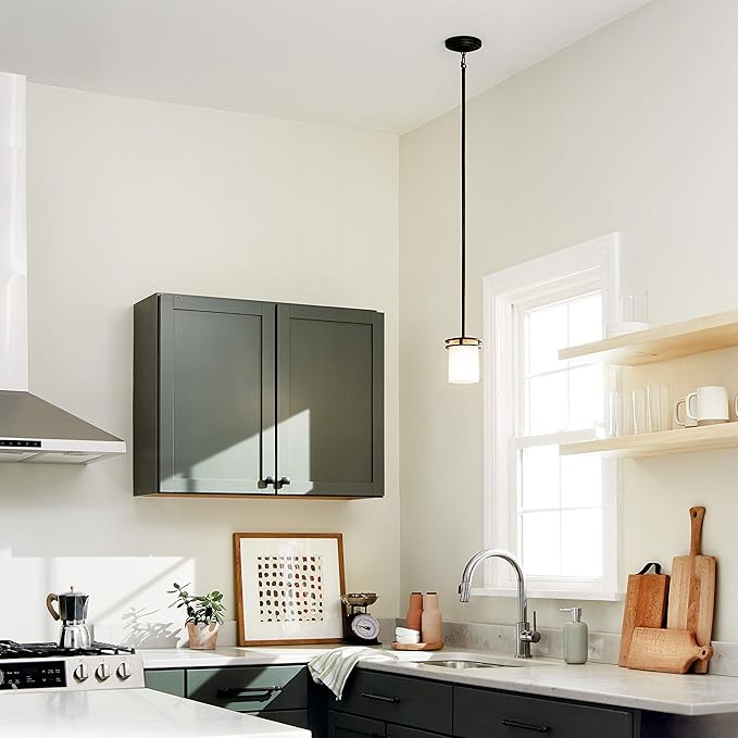 Kichler Hendrik 7.5" 1 Light Mini Pendant with Light Umber Etched Glass Olde Bronze®