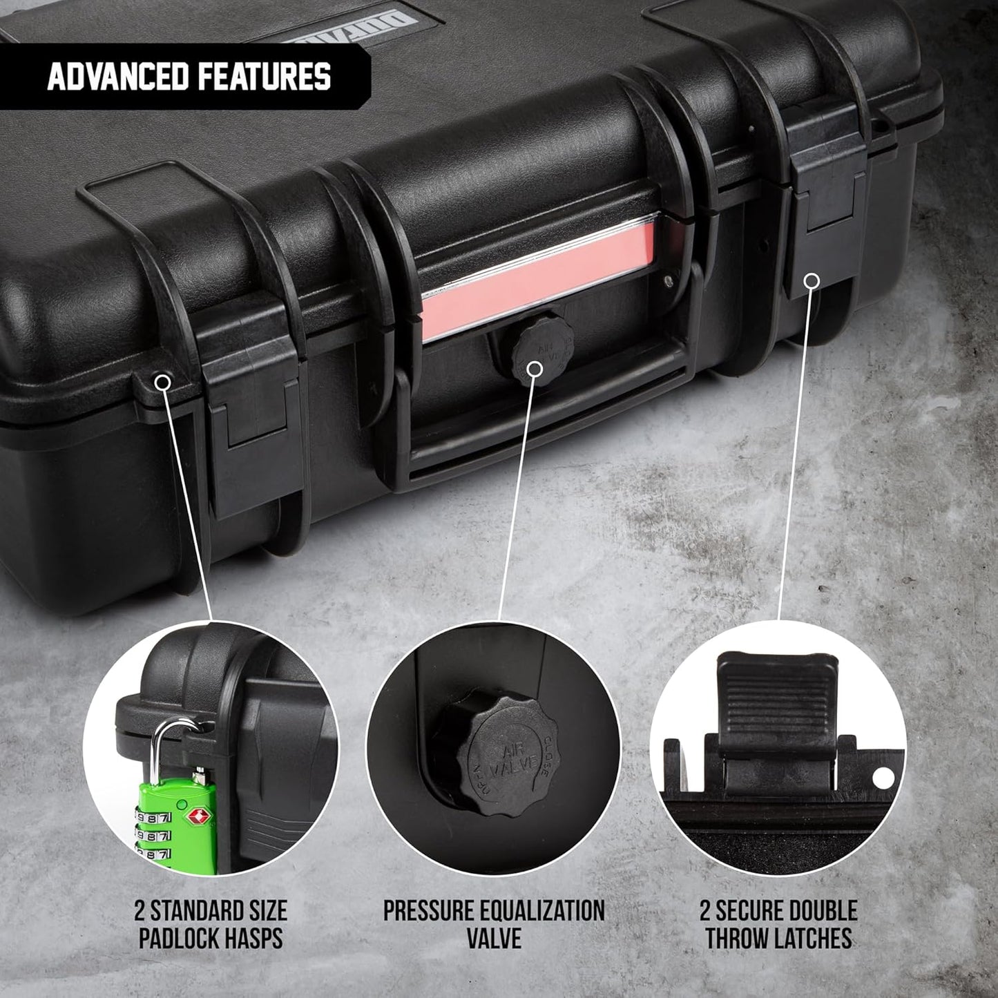 All Weather Hard Case 18 x 14 x 6” - TSA Approved Hard Shell Travel Case with Customizable Foam for Cameras, Lenses, Laptops, Electronics, Guns, Pistols and Other Gear