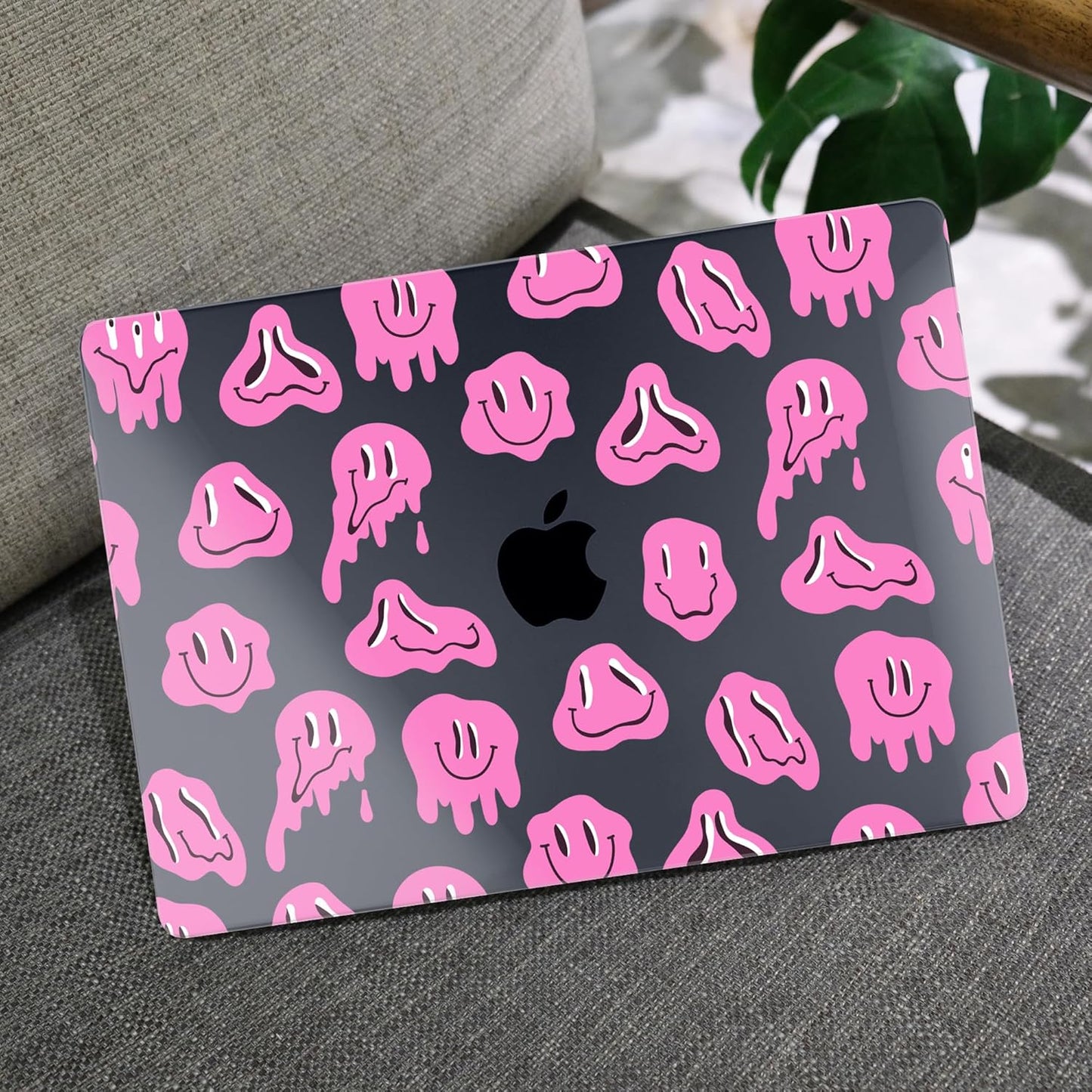 MEEgoodo for MacBook Air 13 inch Case 2021 2020 2019 2018 Released A2337 M1 A2179 A1932 with Touch ID, Plastic Hard Shell & Keyboard Cover Compatible with MacBook Air Case 13.3, Pink Groovy Emoji