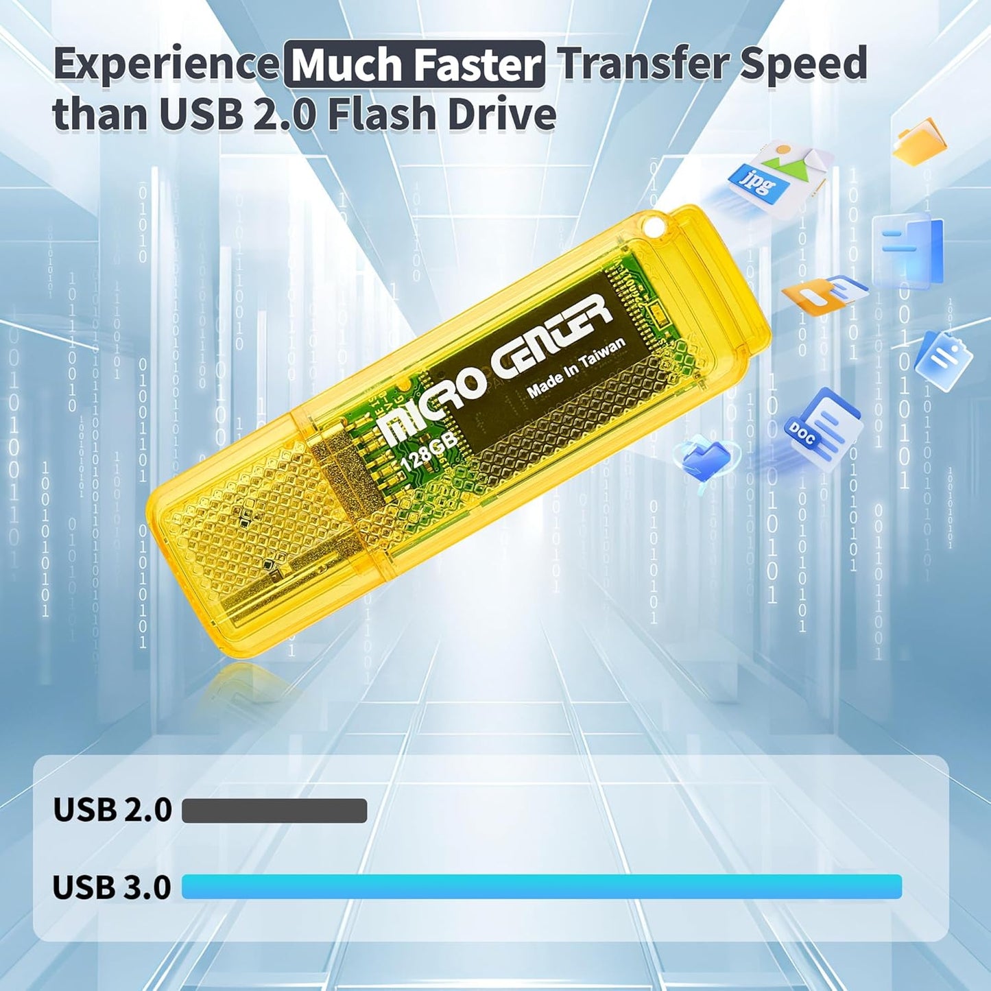 INLAND Micro Center SuperSpeed 2 Pack 128GB USB 3.0 Flash Drive Gum Size Memory Stick Thumb Drive Data Storage Jump Drive (128G-2 Pack)