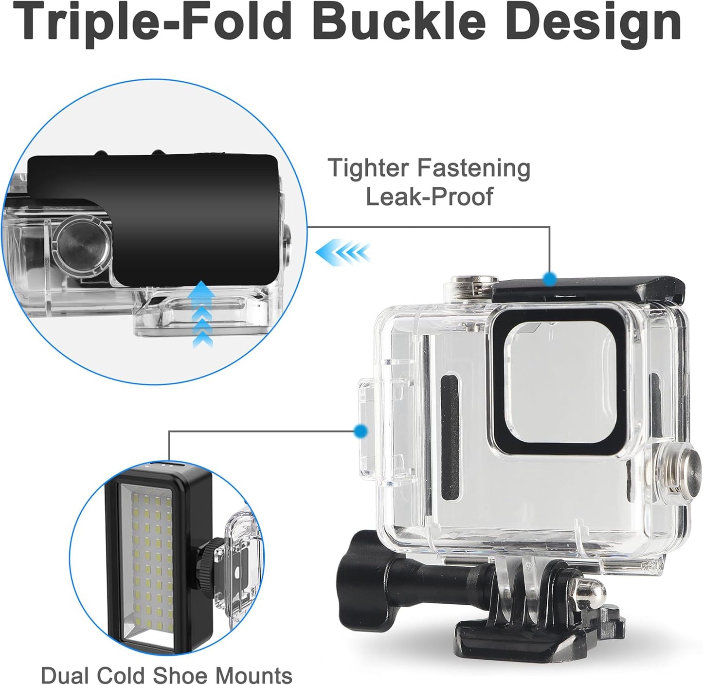 OKFUN Waterproof Diving Protective Case for Go Pro Hero 4K,196FT/60M Underwater Dive Durable Housing for Snorkeling,Surfing&Extreme Sports Hero4K 2024 Action Camera Accessories