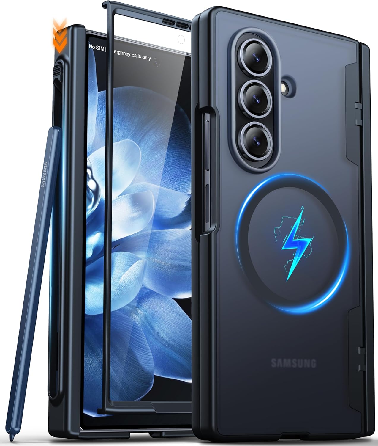 Oneagle Magnetic for Samsung Galaxy Z Fold 7 Case Built in Screen Protector Translucent [Fit for MagSafe] [S Pen Holder Slot] [Hinge Protection] MIL-Grade Shockproof Matte Case for Galaxy Z Fold 7