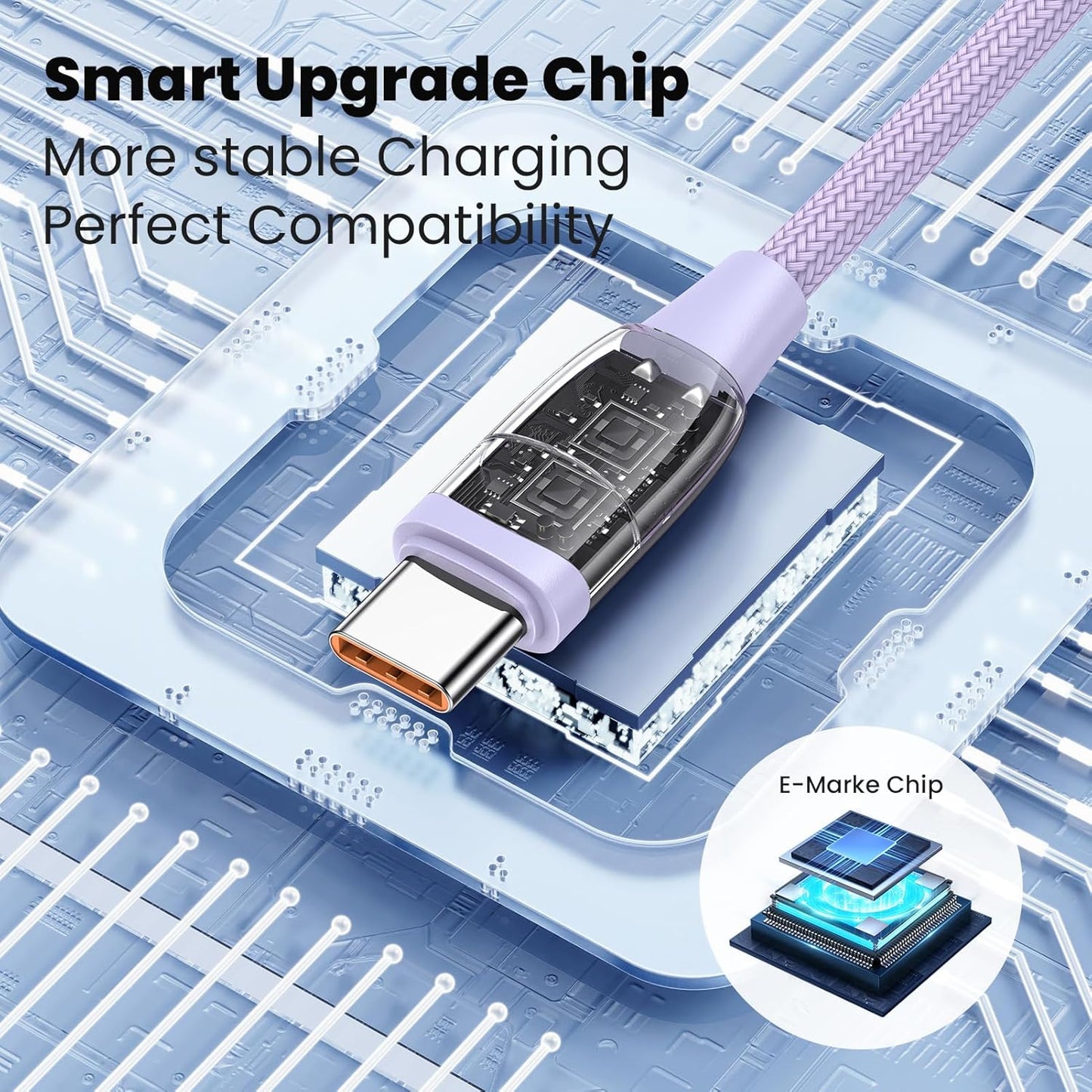 100W USB C Multi Charging Cable, USAMS 6.6FT 5-in-1 5A Fast Sync Charger Adapter Nylon Braided Type-C Cable for Laptop/Tablet/Phone and More