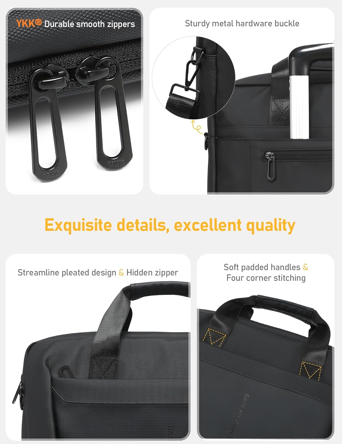 15-16 Inch Laptop Shoulder Bag Business Briefcase Water Resistant Computer Messenger Bags Compatible with MacBook Pro 16, MacBook Air 15 M4, HP, Dell, ASUS Notebook, Black