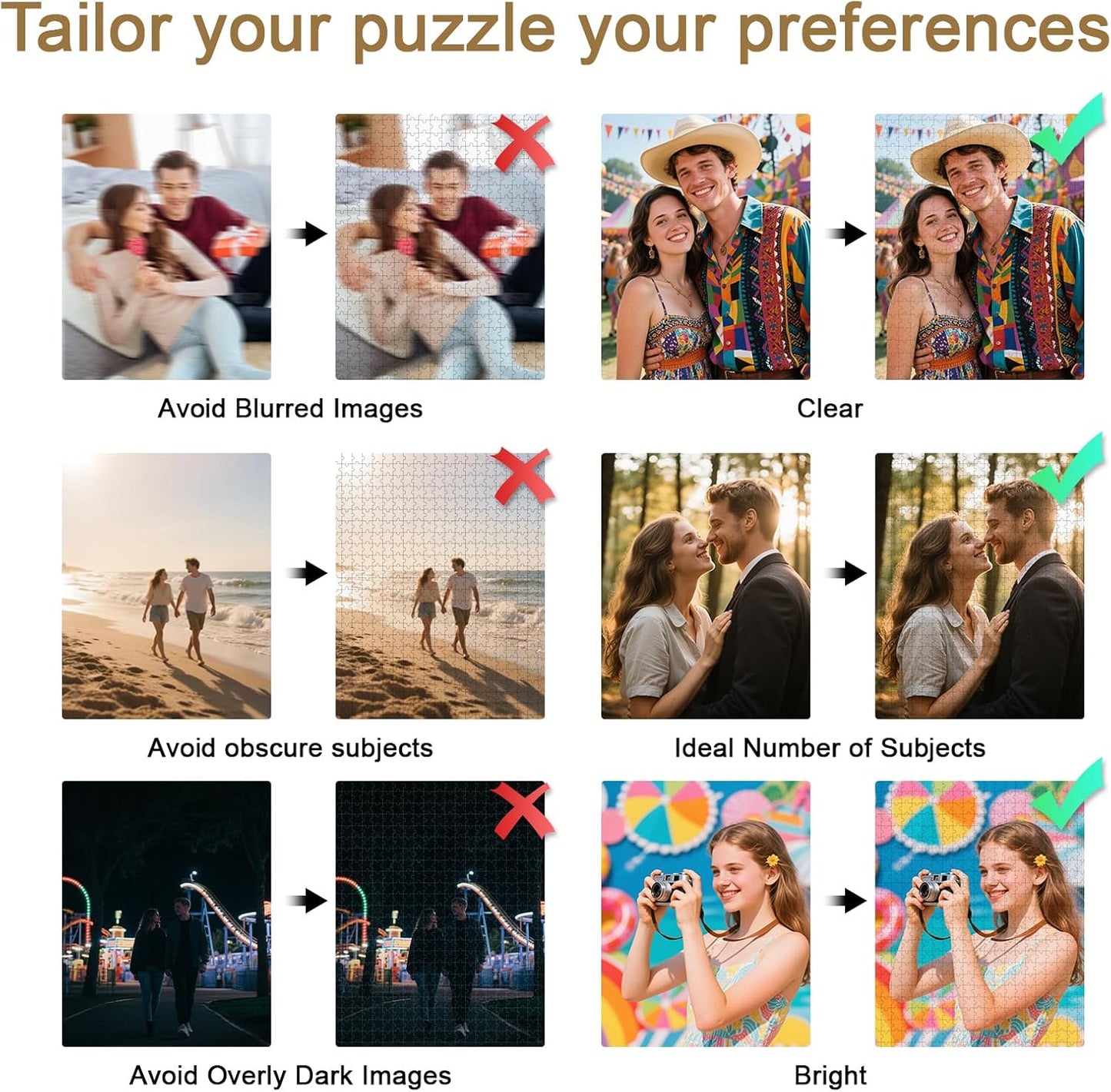 Personalized Photo Puzzle with Glossy Finish – Custom Jigsaw Puzzle 120/200/300/500/1000/1500 Pieces for Family, Couples, Pets, Birthdays, and Weddings (200-Horizontal)