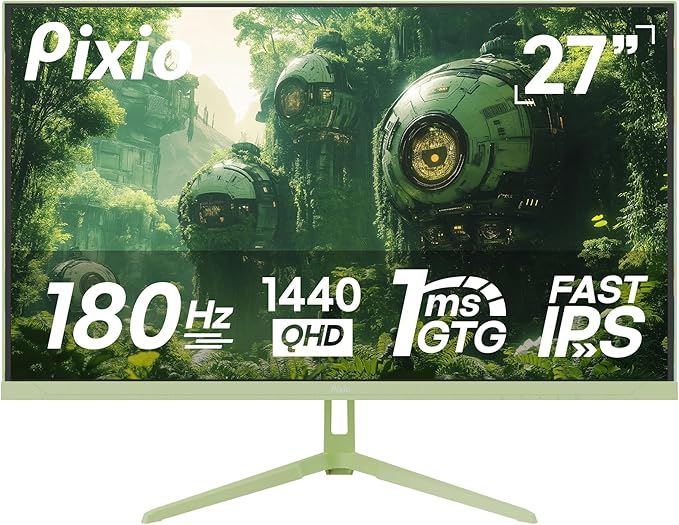 Pixio PX278 Wave Mint Green 27 inch 180Hz Refresh Rate QHD 1440p Resolution Fast IPS Panel 1ms GTG Response Time Green Gaming Monitor with Adaptive Sync