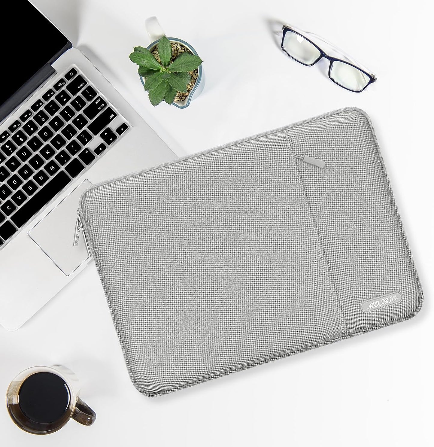 MOSISO Laptop Case 13.3 inch, 13-13.3 inch Laptop Sleeve Compatible with MacBook Air/Pro 13 / Pro 14, HP Dell ASUS Lenovo Notebook, Polyester Vertical Computer Sleeve Bag with Pocket, Gray