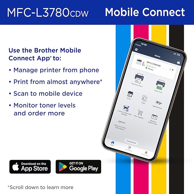 Brother MFCL3780CDW Wireless Digital Color All-in-One Laser Printer, Single Pass Duplex Copy & Scan | Includes 2 Month Refresh Subscription Trial ¹ Amazon Dash Replenishment Ready (Renewed Premium)