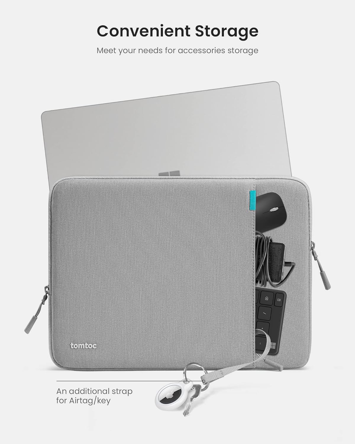 tomtoc 360° Protective Laptop Sleeve for 12-inch New Surface Pro, Copilot+PC 2025, 12.3-13 Inch Surface Pro 11/10/9/8/X/ 7+/7/6/5/4 with Keyboard, Shockproof Water-Resistant Notebook Laptop Case Bag