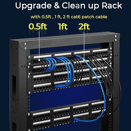 Rapink Patch Cables Cat6 14ft (24 Pack), Ethernet Patch Cable 10G, Cat 6 Patch Cable for Patch Panel to Switch, Flexiable Cat 6 Ethernet Cable with Gold Plated White