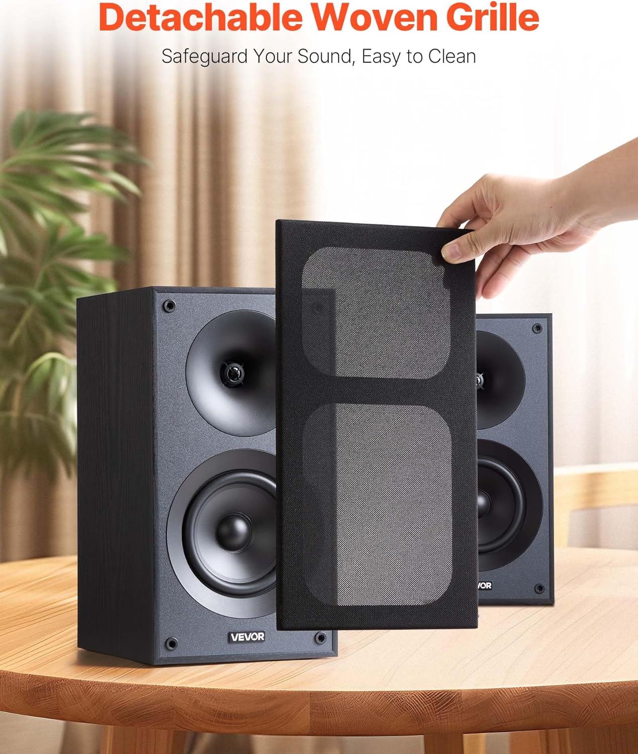 VEVOR Passive Bookshelf Speaker, 300W, Book Shelf Stereo Speakers with 5.25-Inch Woofer and 1-Inch Tweeter, Detachable Grille, 65Hz-20KHz Frequency Response, Wooden Enclosure,for Home Theater (1 Pair)