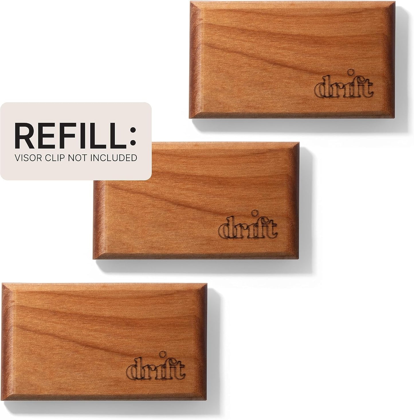 Drift Car Air Freshener - The Original Wood Air Freshener - Car Odor Eliminator - Long Lasting Scent - Metal Clip - Essential Oils - Clean Ingredients - Teak Scent 3 Pack Refill - NO CLIP INCLUDED