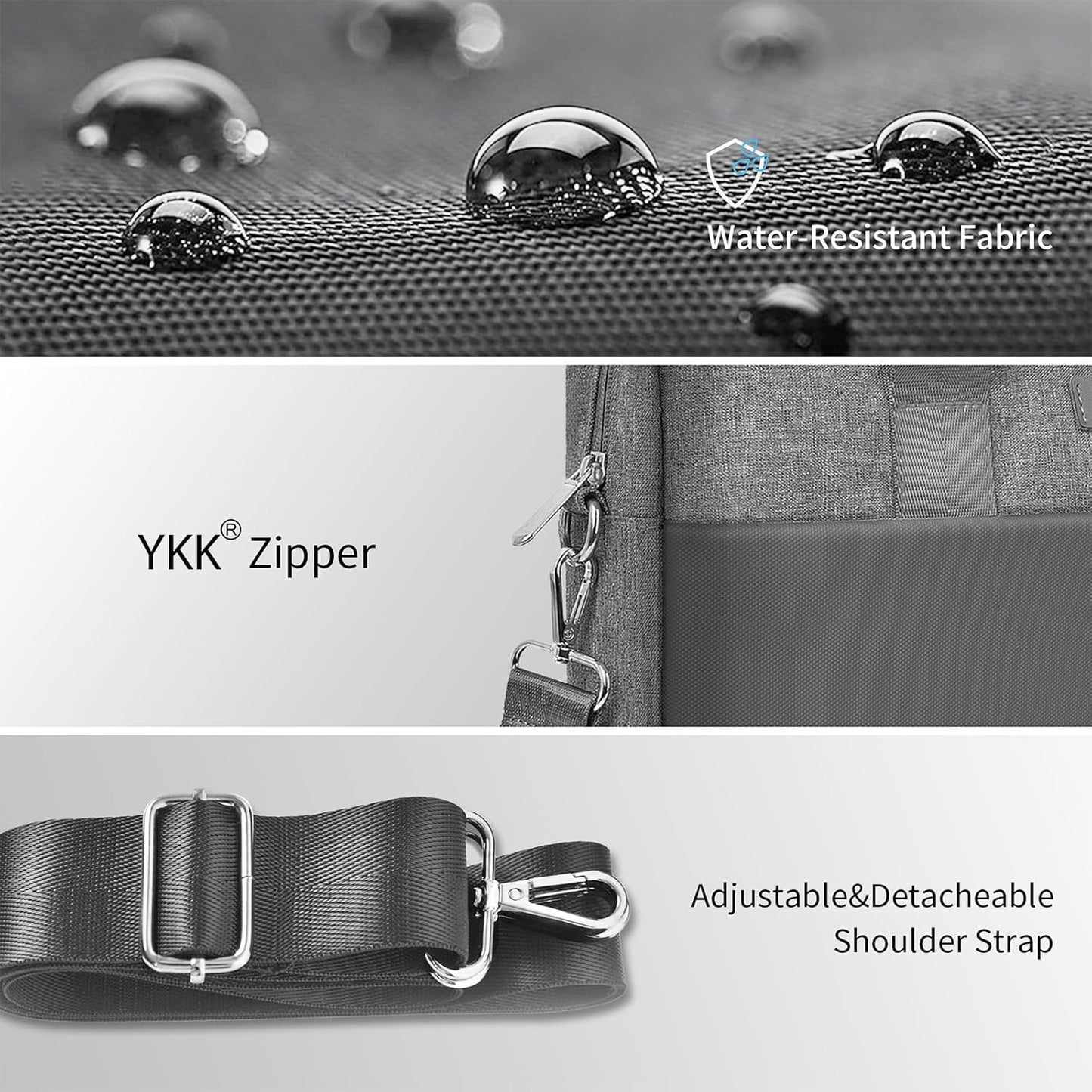 WIWU 14 Inch Laptop Bag for Men Women, Water-Resistant Laptop Case with Shoulder Strap Messenger Work Bag for Business Travel Compatible with MacBook Air Pro/Dell XPS/HP Envy/Microsoft Surface(Grey)