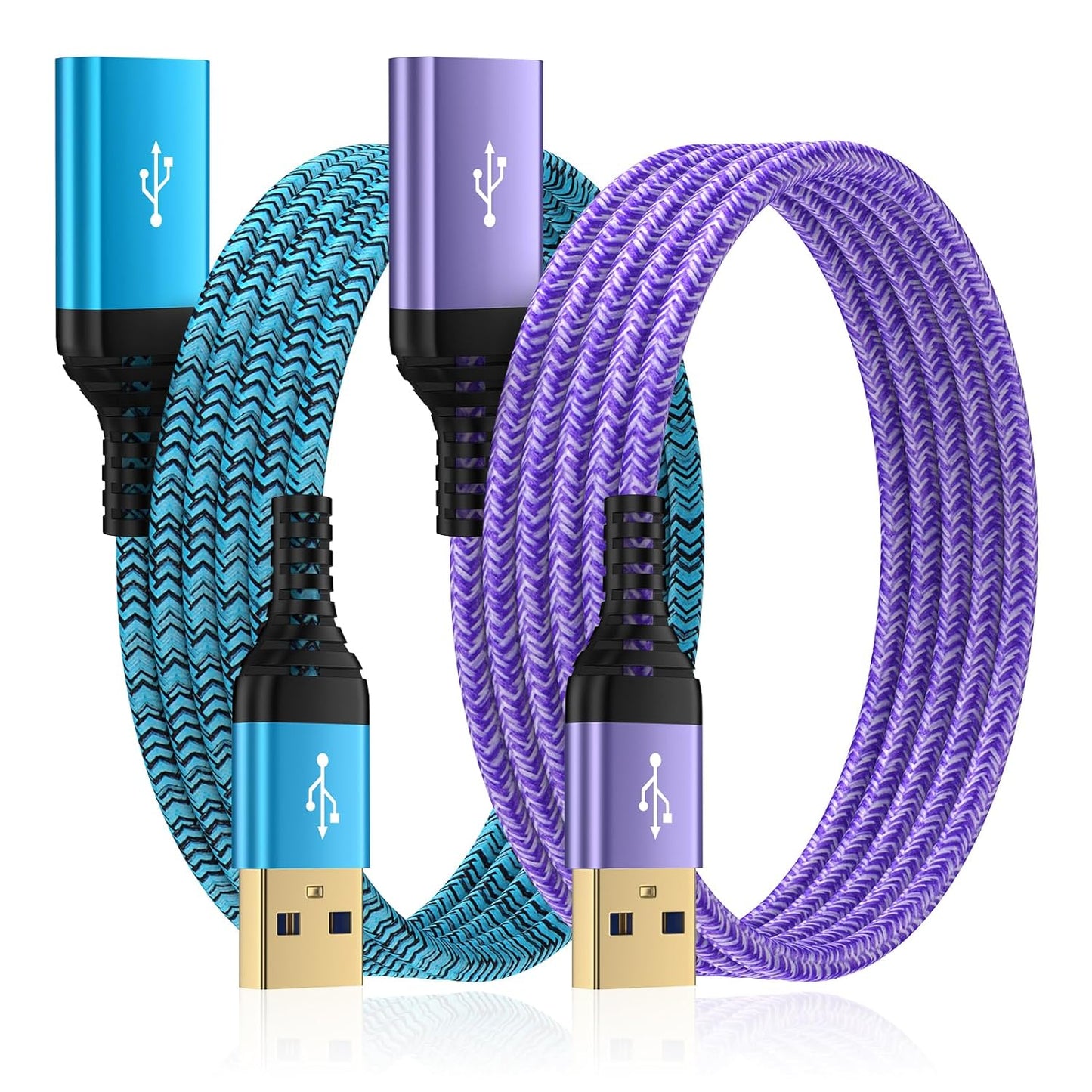USB Extension Cable 10 FT, 2Pack USB3.0 Extension Cord Type A Male to Female USB Extender High Speed Data Transfer Extender Cord for Keyboard,Mouse,PlayStation,Webcam,Hard Drive,Printer,Flash Drive
