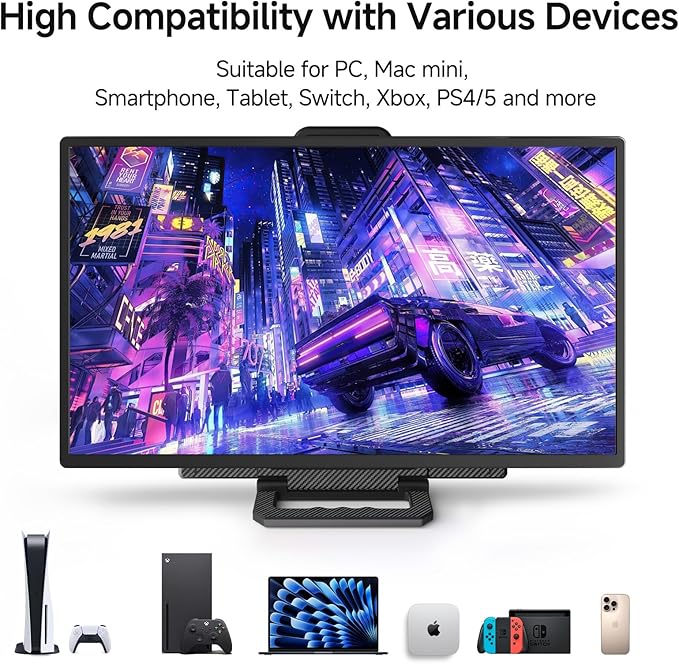 24" 2.5K 180Hz Portable Monitor - Laptop Screen Extender 112% sRGB Wide Color HDR HDMI USB C Travel External Display with Stand Gaming Monitor for Computer PC Phone Game Console