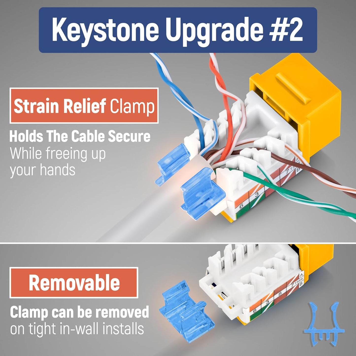 Everest 45° Angled RJ45 Cat5e Keystone Jacks 10-Pack in Yellow - Slim Profile Female RJ45 Connectors - Cat 5e Keystone Jack - Compatible with 45° Angled Speed Termination Tool - 45Term (B0BL3GS7ZY)