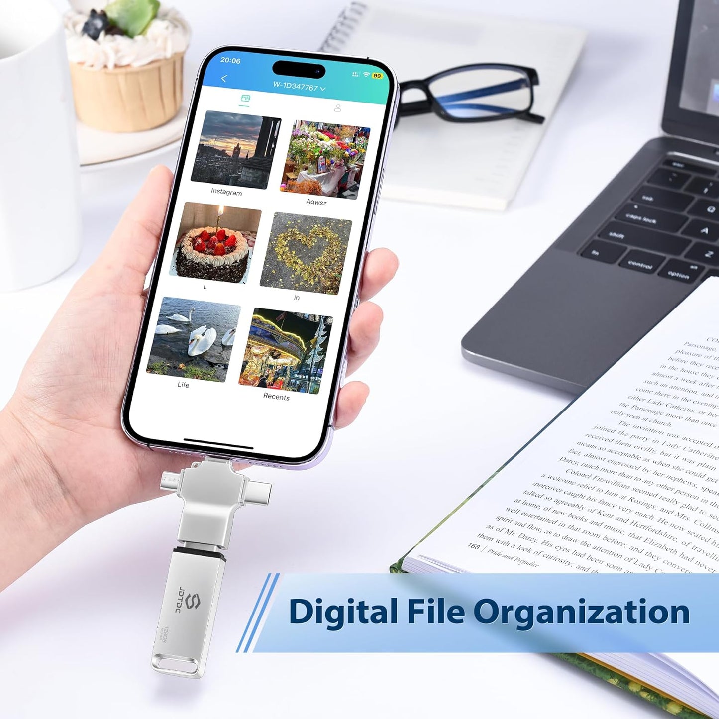 Photo-Stick-Flash-Drive 256GB Auto Photo-Backup-Storage for All Device Secure Photo & Video Backup Memory-Stick-iPhone-Thumb-Drive Picture-Transfer-Device for iPhone-External-Storage Easy-Photo-Saver