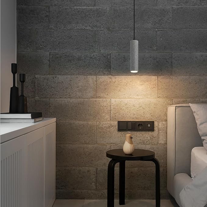 Modern Black LED Concrete Pendant Light Kitchen Islandceiling Light Fixture Pendant Lighting for Dining Room Coffee Club Resturant Bar Living Room(2-Pack)