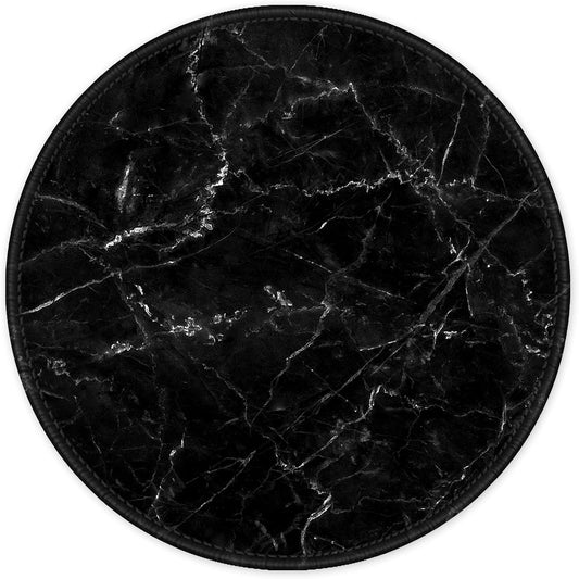 ITNRSIIET Round Mouse Pad with Stitched Edge Premium-Textured Waterproof Non-Slip Rubber Base Desktop Protection Mat Diameter 8.7 inches, Black Marbling
