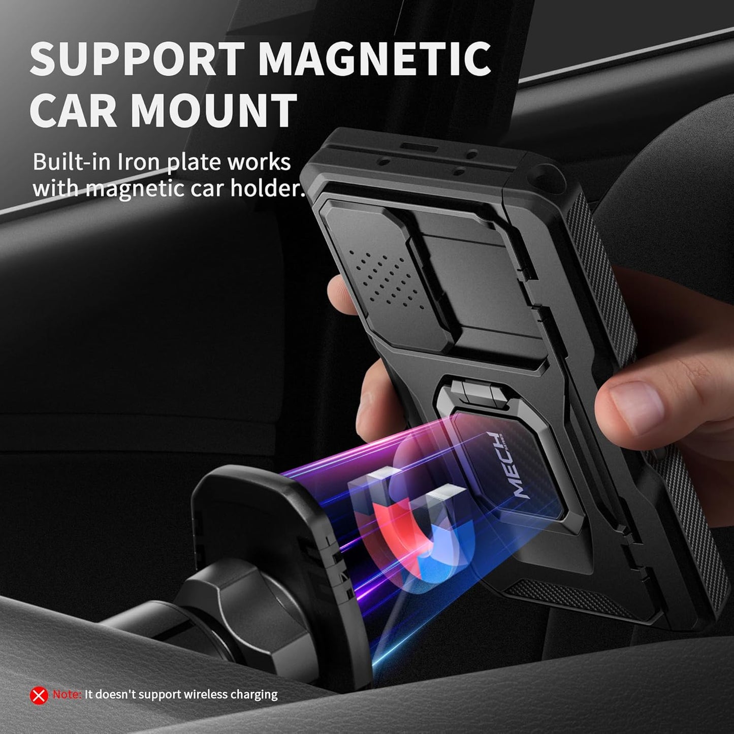 Tongate for Z Fold 6 Case with Ring Stand, Built-in S Pen Holder & HD Glass Screen Protector Rugged Z6 Phone Case with Slide Camera Cover & Belt Clip for Samsung Galaxy Z Fold 6 2024, Black HD Film
