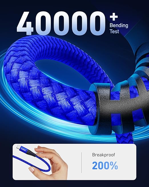 USB to USB C Cable 60W Fast Charging [2 Pack 10FT], USB A to USB C Cable, Durable Braided USB Type C iPhone Charger USBC Cord for iPhone 17/16/15/Pro Max/Plus, Samsung Galaxy S23 and More-Blue