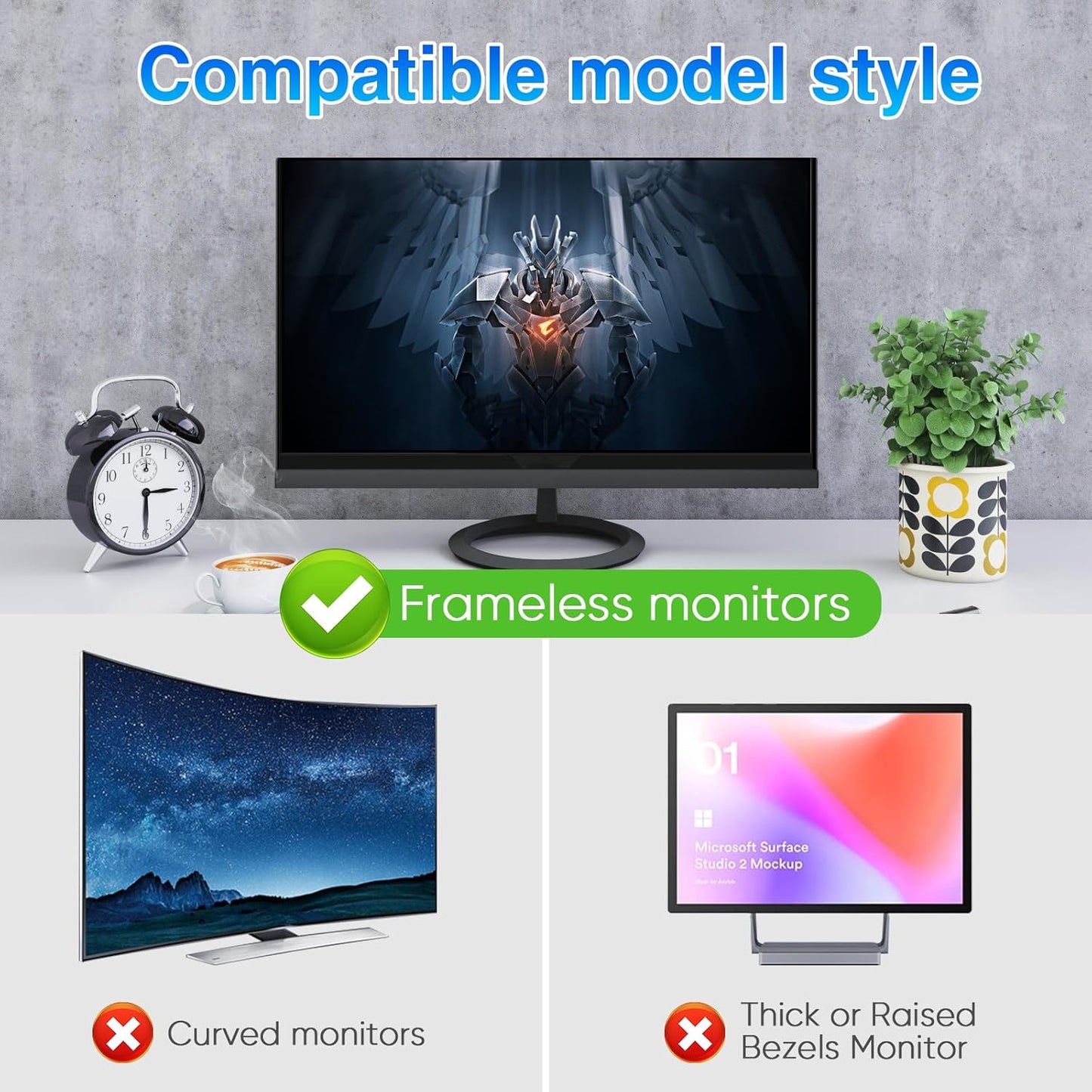 Magnetic 23.8 Inch Computer Screen Privacy Shield, Privacy Screen Filter for Frameless Monitor Widescreen 16:9 Aspect Ratio, Blue Light Protector, Anti-Spy & Anti-Scratch