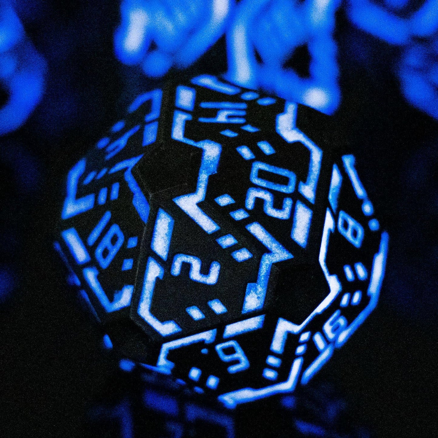 Metal DND Sci-fi Dice Set 7PCS Luminous Purple Stripe Polyhedral Dice for Dungeons Dragons RPG Role Playing Game, Glitter D and D Dice with Gift Box D6 D8 D10 D12 D20