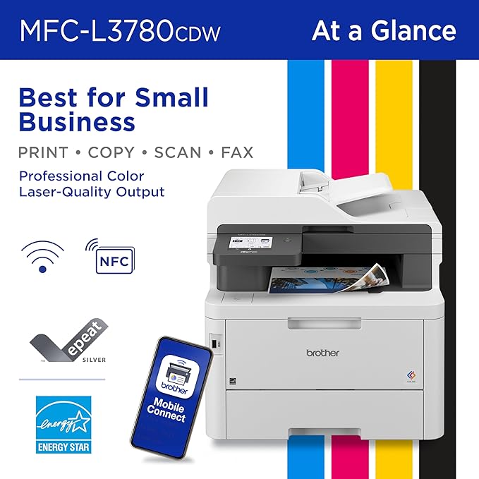 Brother MFCL3780CDW Wireless Digital Color All-in-One Laser Printer, Single Pass Duplex Copy & Scan | Includes 2 Month Refresh Subscription Trial ¹ Amazon Dash Replenishment Ready (Renewed Premium)