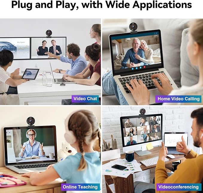 ‌2K AI Webcam for PC,1080P 60fps TOF Computer Camera with 8X Digital Zoom USB 3.0 Webcam with Remote Control/HDR/Dual Noise Cancelling Mics for Streaming & Meeting on Zoom/Teams/Facetime