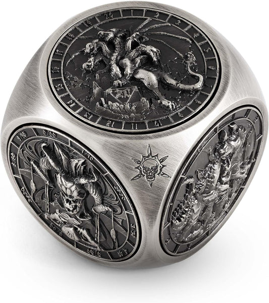 Kabinka Spinner Dice for 7 in 1 DND Dice Set, Unique Metal Dice for Dungeons and Dragons RPG Role Playing Gaming (Ancient Silver)