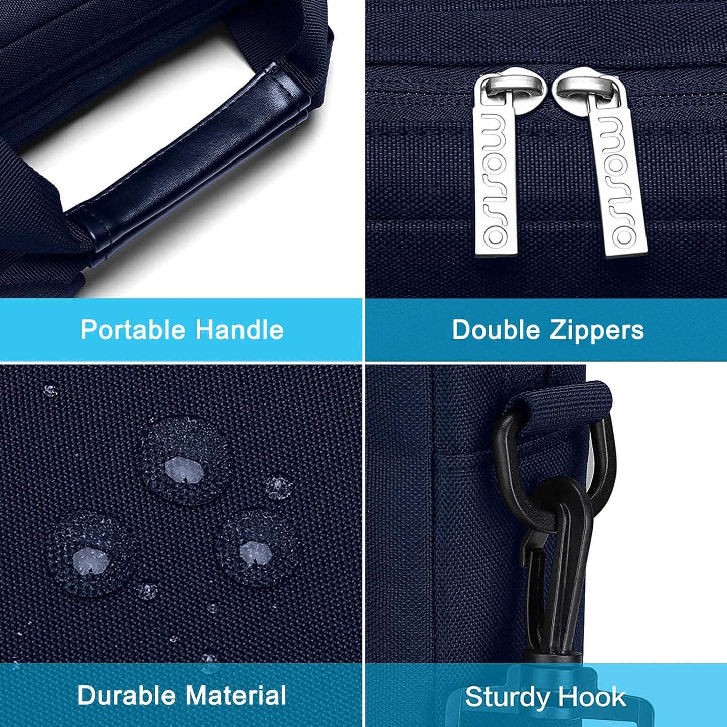MOSISO Laptop Shoulder Bag, Computer Bag with 2 Raised&1 Flapover&1 Horizontal Pocket&Handle&Belt