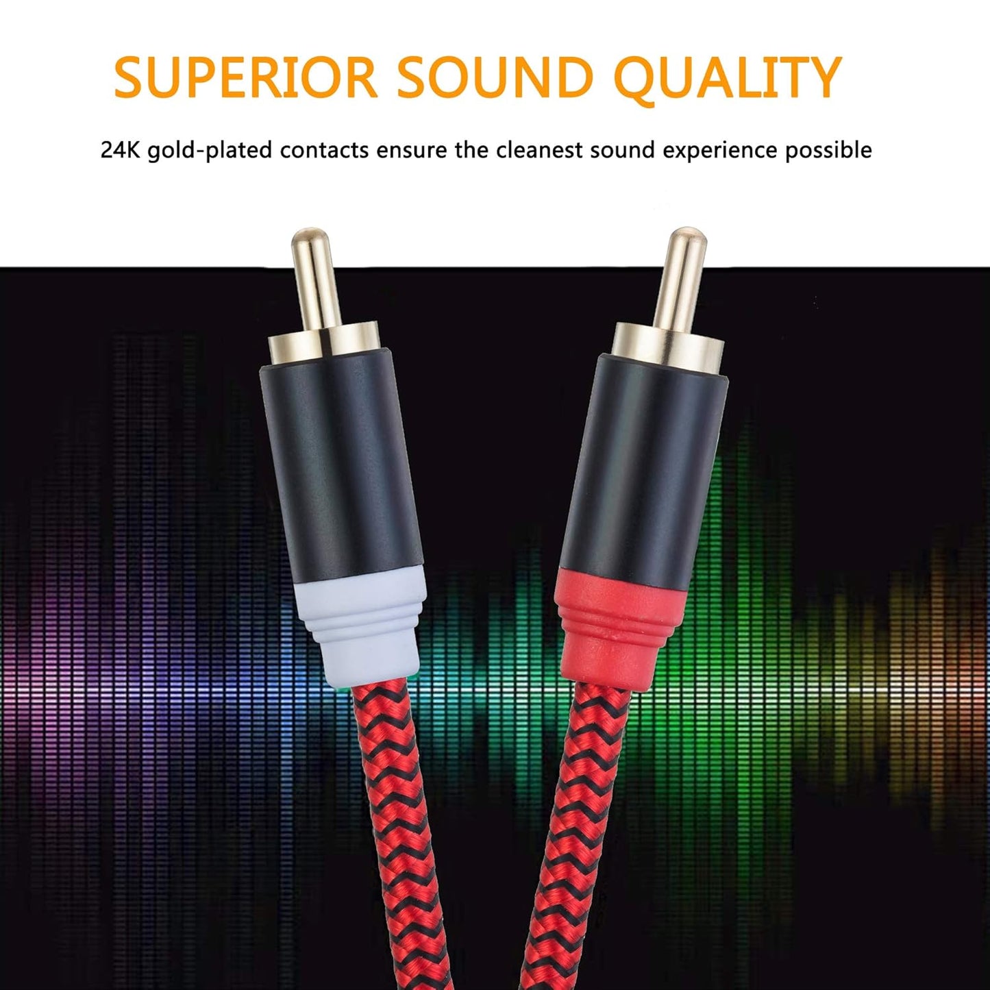 RCA Cable 12Ft,2Rca Male to 2-Rca Male Audio Stereo Subwoofer Cable [Hi-Fi Sound] Nylon-Braided Auxiliary Audio Cord for Home Theater, HDTV, Amplifiers, Hi-Fi Systems,Speakers and etc(12Ft/4M)