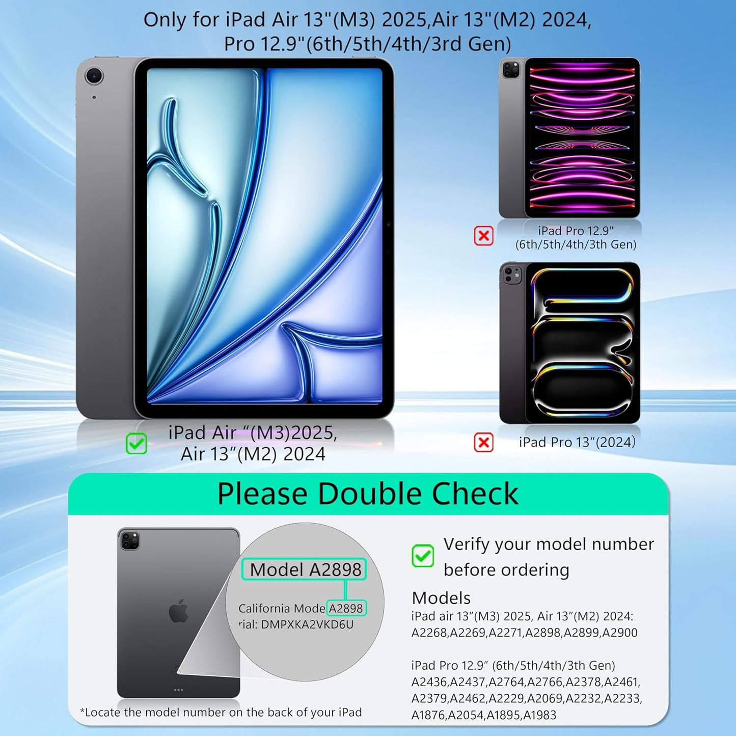 Keyboard Case for iPad Air 13 inch,iPad Pro 12.9 inch (3/4/5/6th Gen),Easy-Set Floating Cantilever Stand Magic Magnetic Backlit - Multi-Touch Trackpad Keyboard Case for iPad (Black)