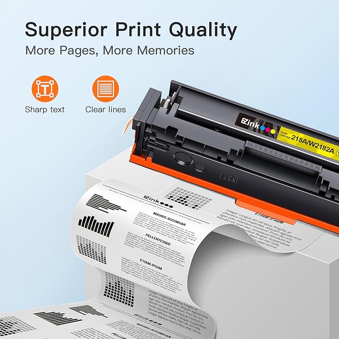E-Z Ink 218A with Chip Compatible for HP 218A Toner Cartridges 4 Pack 218X Toner for HP Color LaserJet pro MFP 3301fdw Toner 3301cdw 3201dw 3301sdw Printer Ink Set W2180A W2180X (BCMY)