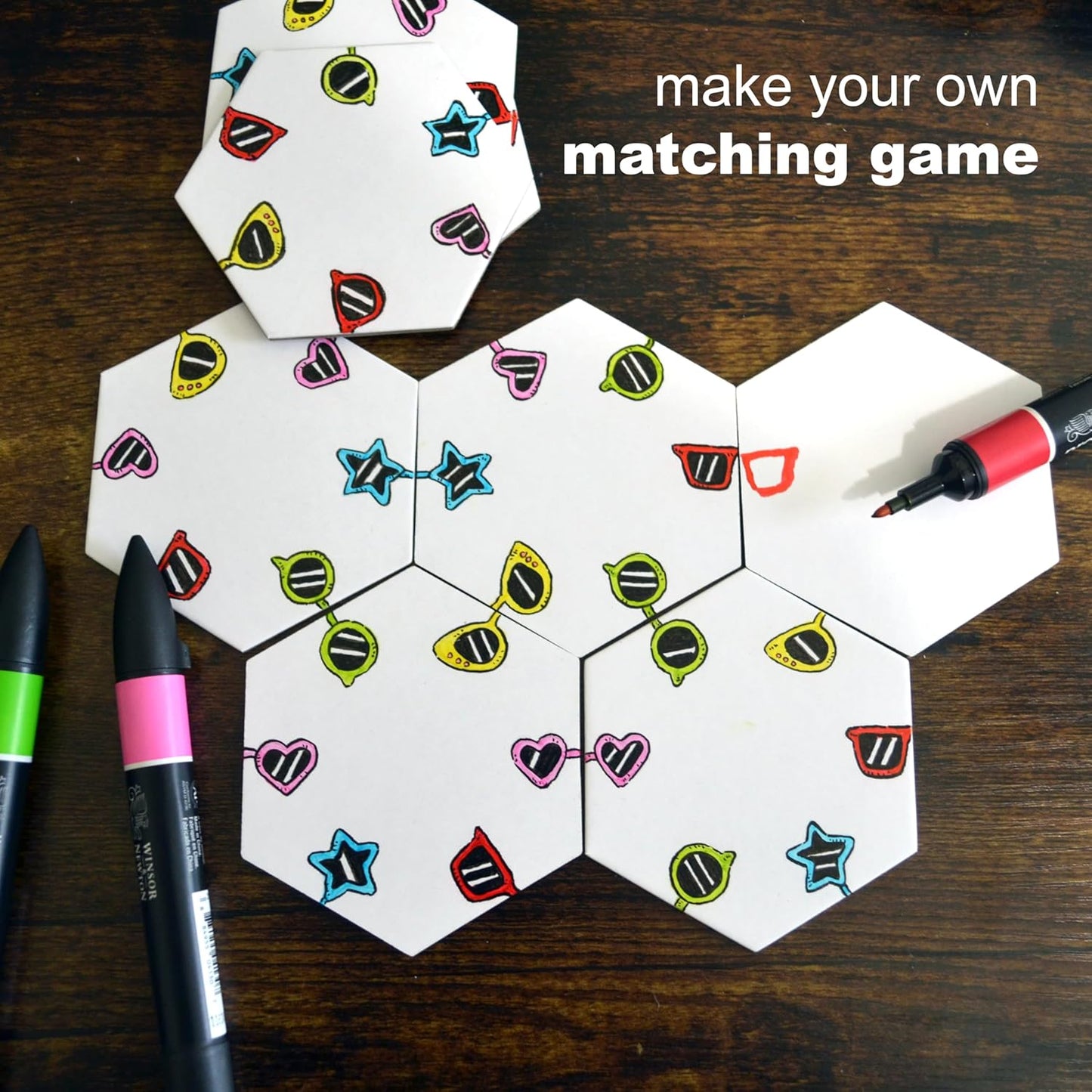 Apostrophe Games Hexagon Board Game Tiles – 20Pcs Large Game Board Pieces – Blank Game Board Chits, Same Size as Settlers of Catan – Create Your Own Custom Tiles