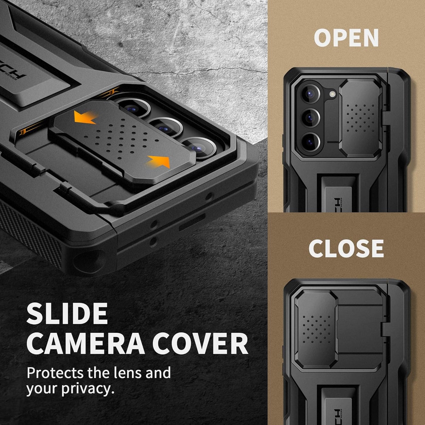 TONGATE for Z Fold 5 Case, [with S Pen Slot & Hinge Protection] [Privacy Glass Screen Protector] Full-Body Military Drop Phone Case for Samsung Galaxy Z Fold 5 with Kickstand & Belt Clip, Black