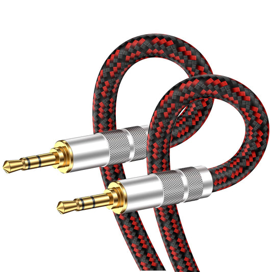 3.5mm Aux Cord, Audiophile Audio Auxiliary Cable 3.5 mm Male to Male Stereo Hi-Fi Sound Braided aux 1/8 Cable for Car Home Stereos Tablets Speakers (Straight 3.5mm, 9.8ft)
