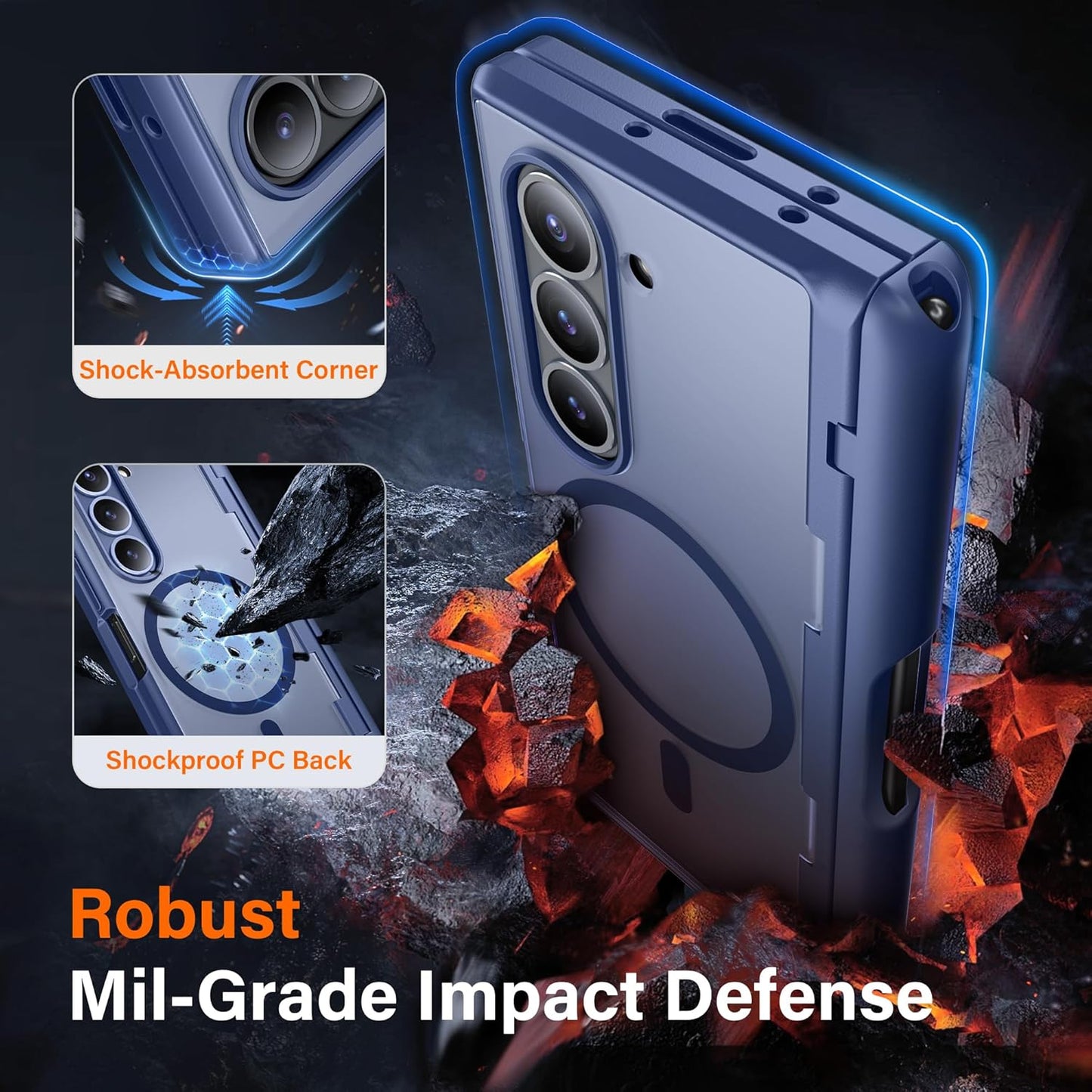 MOBOSI for Z Fold 6 Case with Privacy Screen Protector [Compatible with Magsafe], [Built-in Kickstand&Full Body Hinge Protection] Shockproof Phone Cover for Samsung Galaxy Z Fold6, Blue