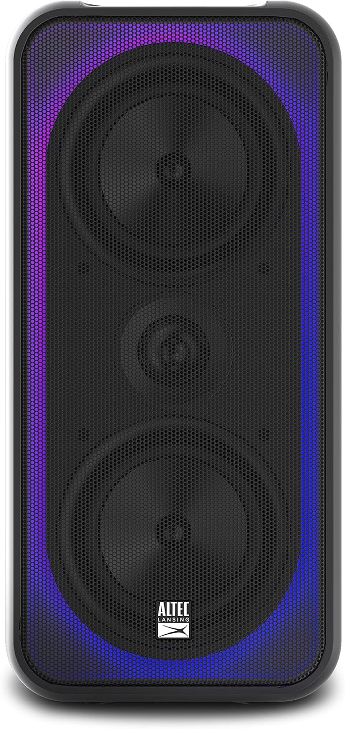 Altec Lansing Shockwave 200 Wireless Party Speaker 180W Bluetooth Speaker with a Long Lasting 12 Hour Battery, Multi LED Party Modes, Multiple bass Boost Modes, Party Sync, AM/FM Radio